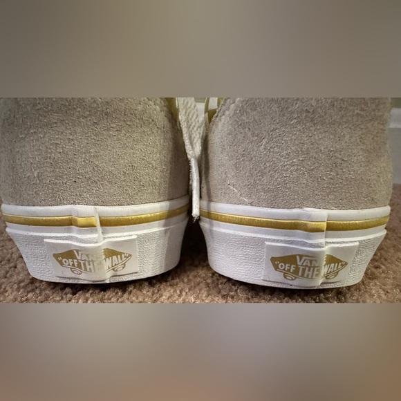 Vans Asher Kids Unisex Gold Laced Canvas Checkered Skate Slip On Shoes Size 6 - Picture 12 of 16